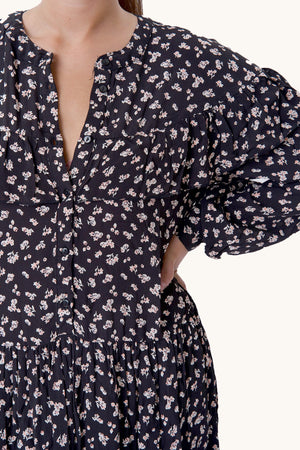 Amelia dress - Black flowered