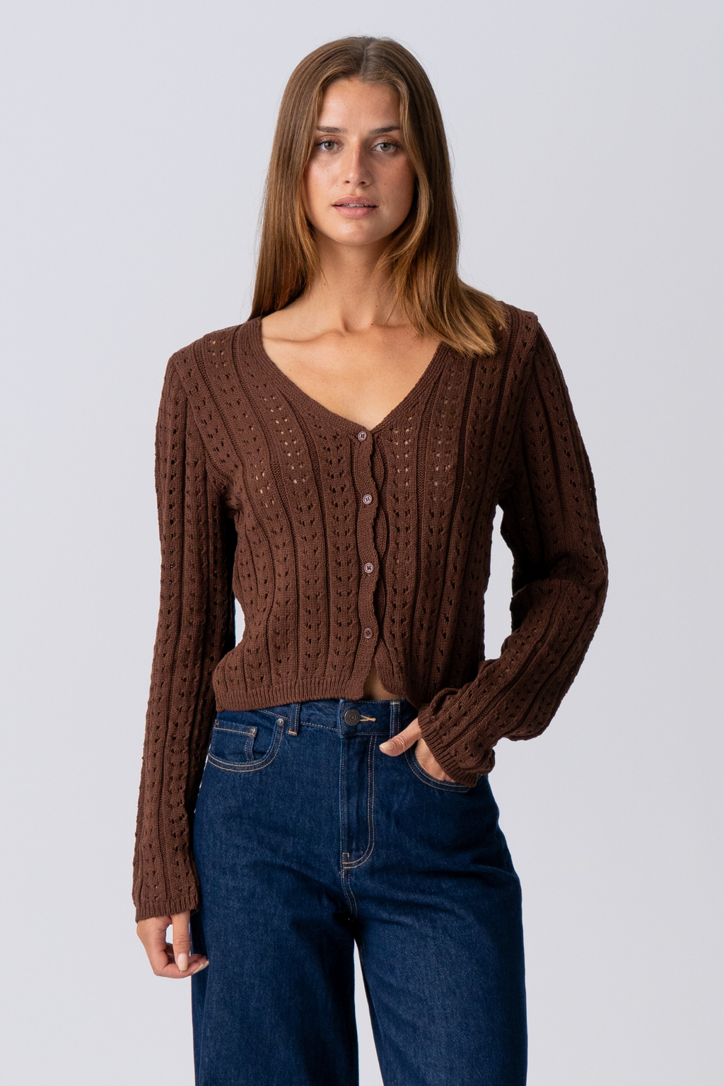 Virginia Knit Cardigan - Brown