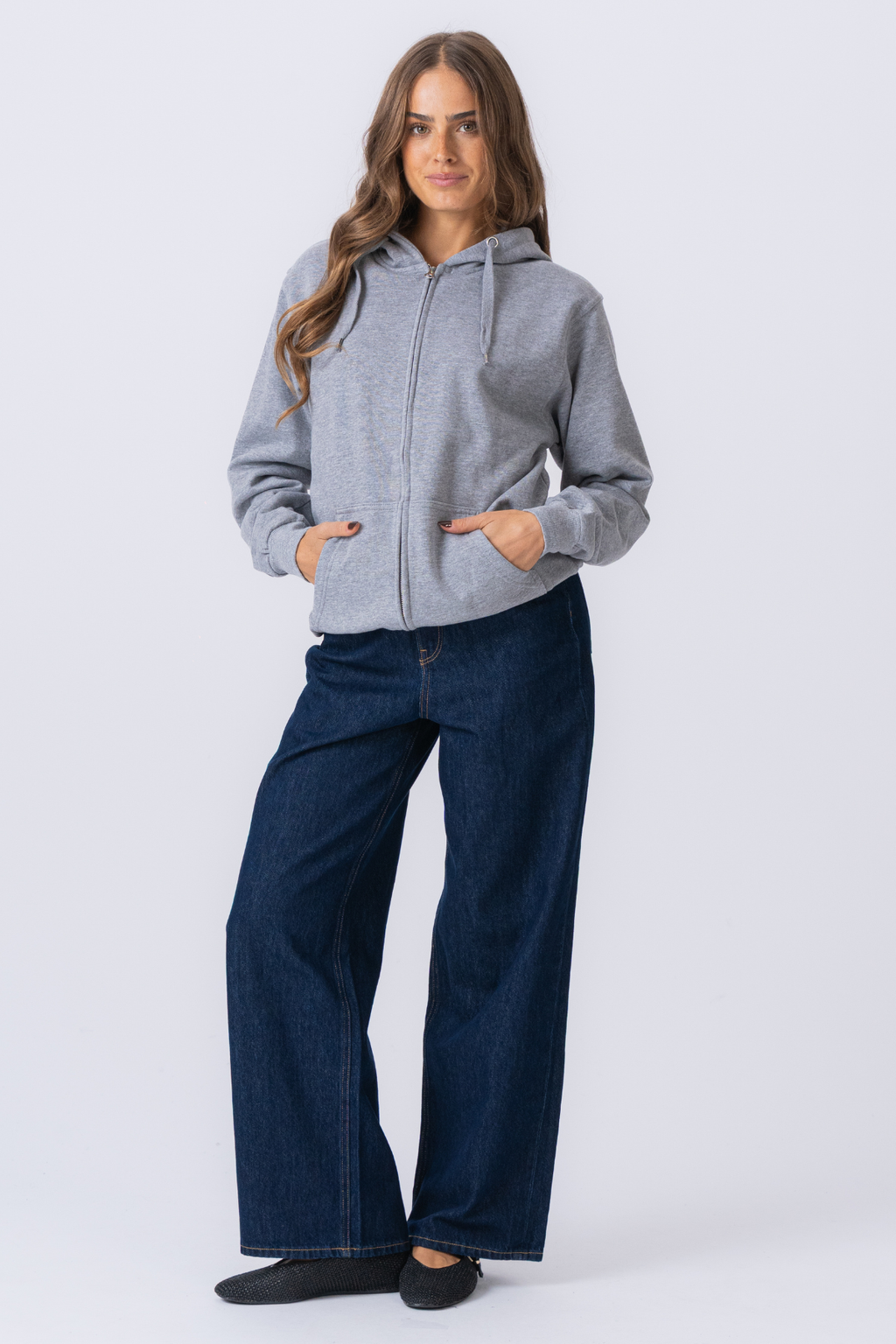 Basic Zip hoodie - grijs