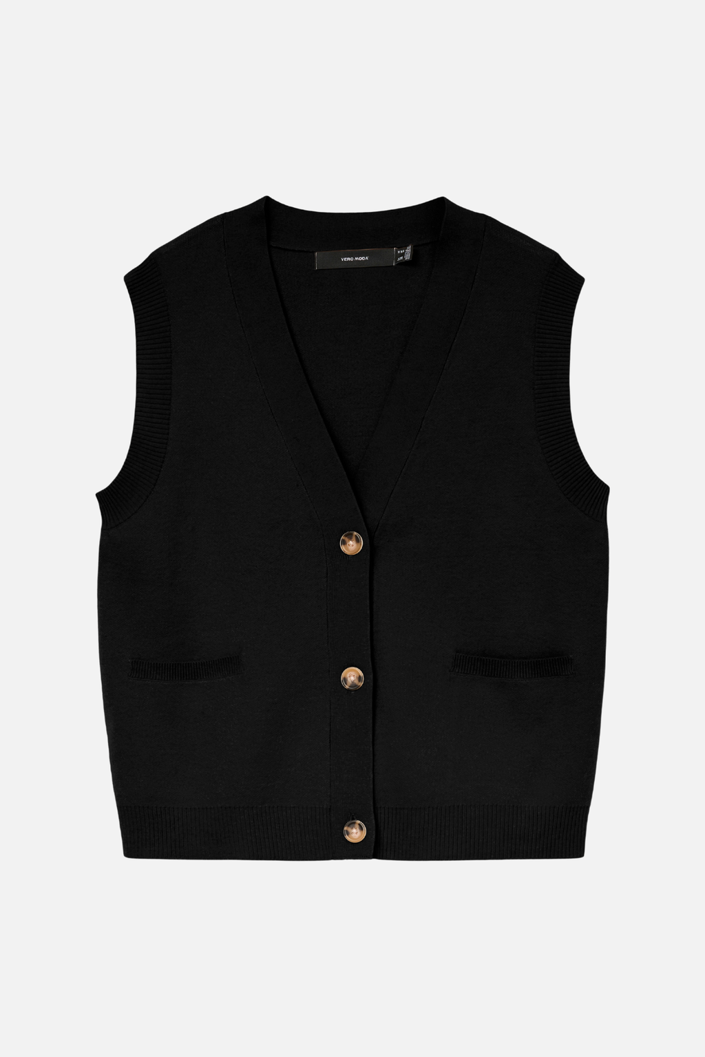 Saba V -hals knopvest - Zwart