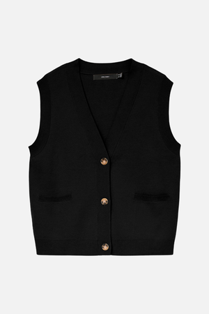 Saba V -hals knopvest - Zwart
