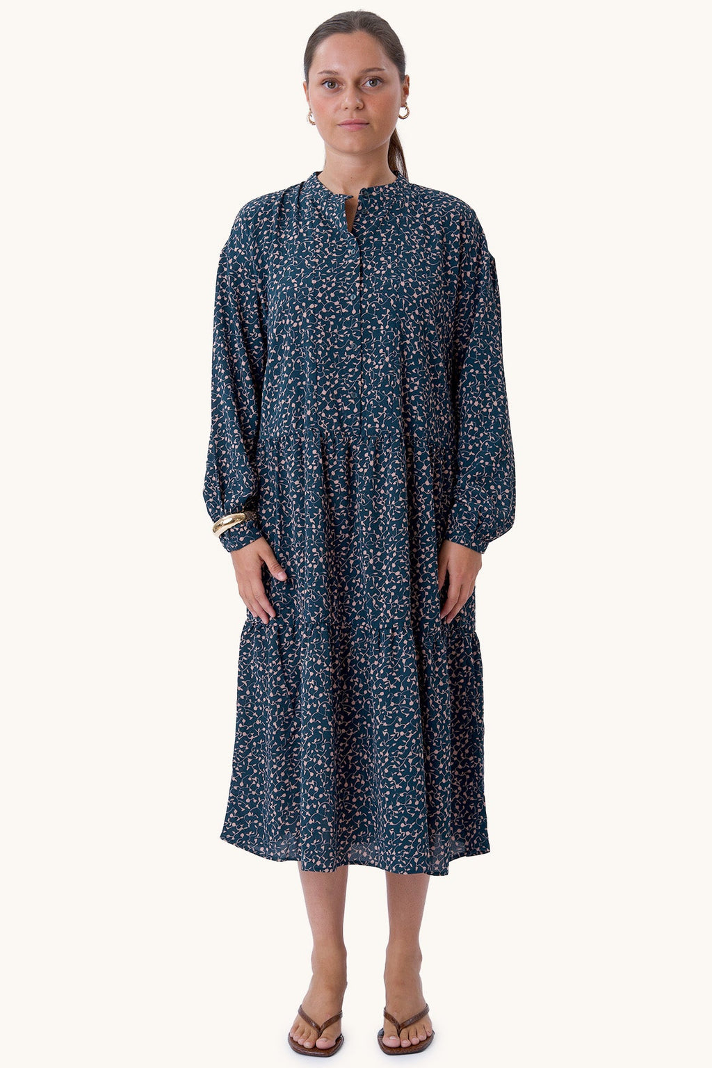 Sara lange mouwen jurk - groen