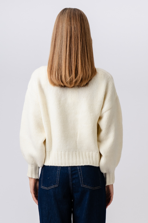 Vest met V-hals - Ecru