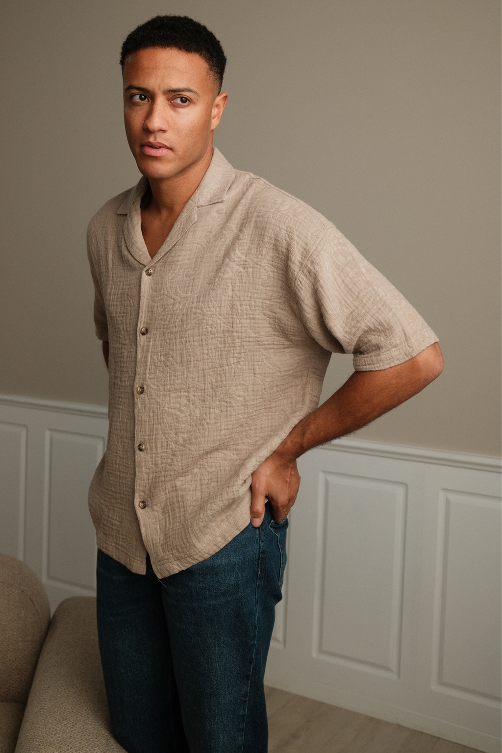 Shirt met korte mouwen - zand