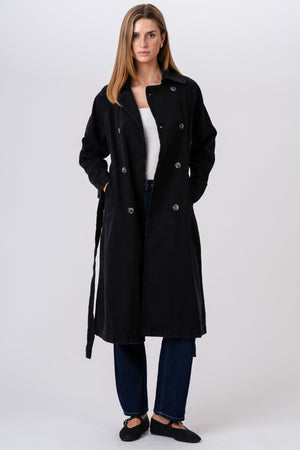 Denim trenchcoat - donkerblauw