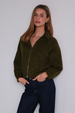 Selma Gebreide Rits - Kaki