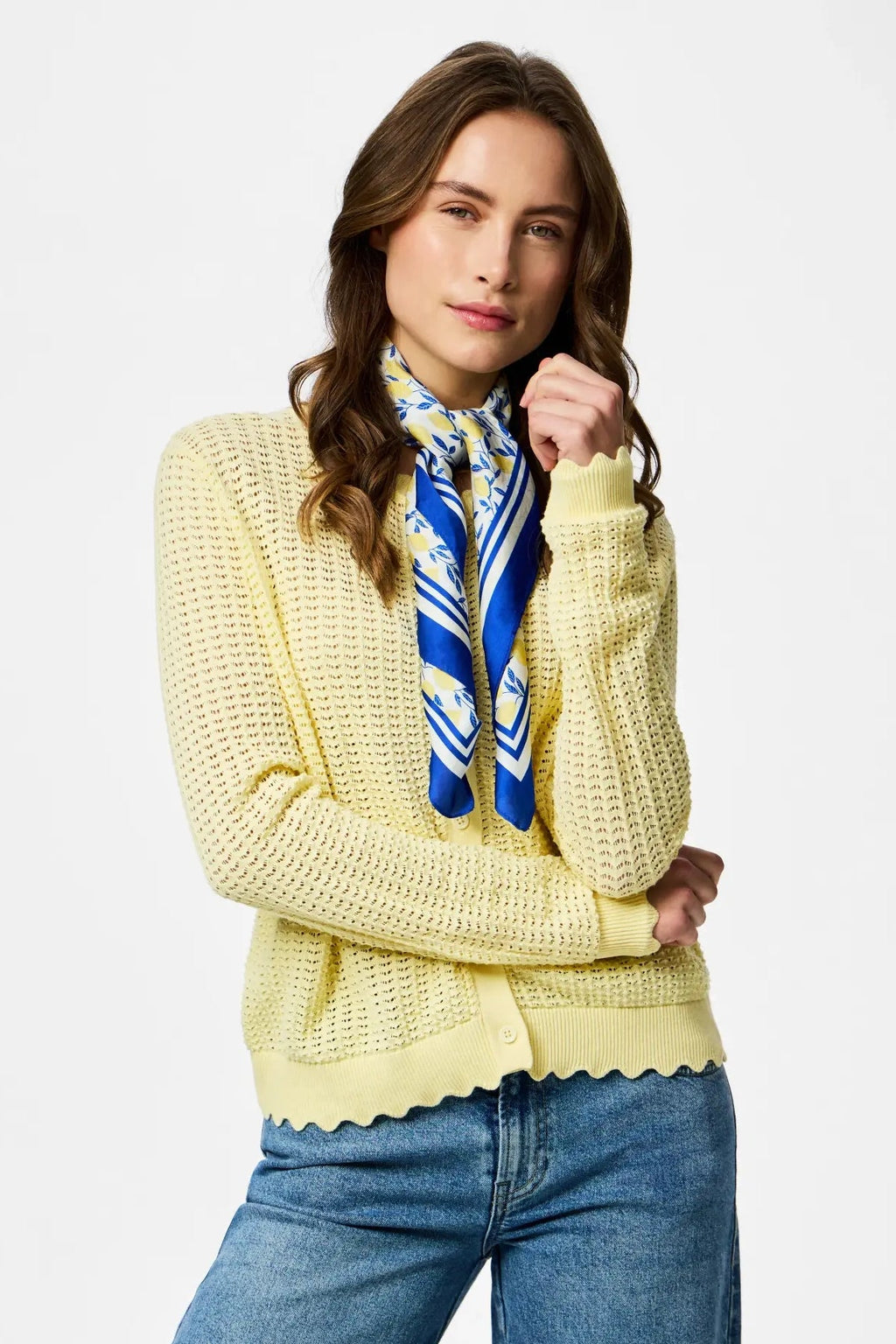 Scout gebreid vest met O-hals - Franse vanille