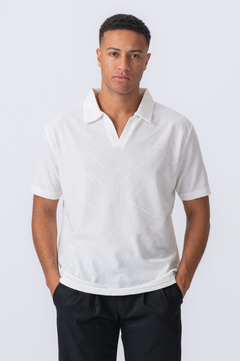 Atlas textured polo - wit