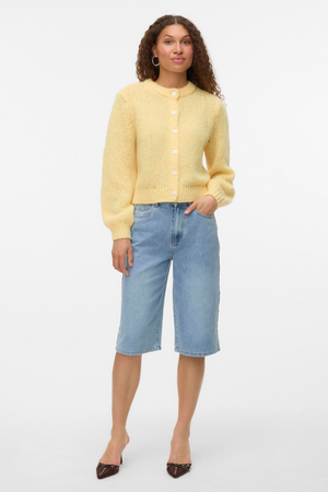 Wilo O -Neck Cardigan - Pale Banaan