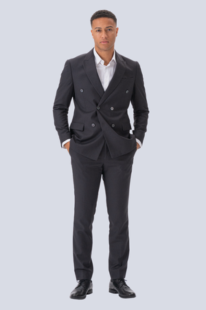 Premium Double-breasted Suit (Grey-brown)