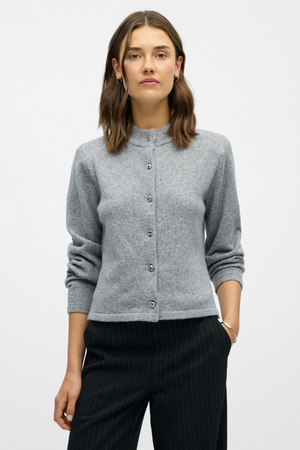 Zari Knit Cardigan - Medium Gray Melange