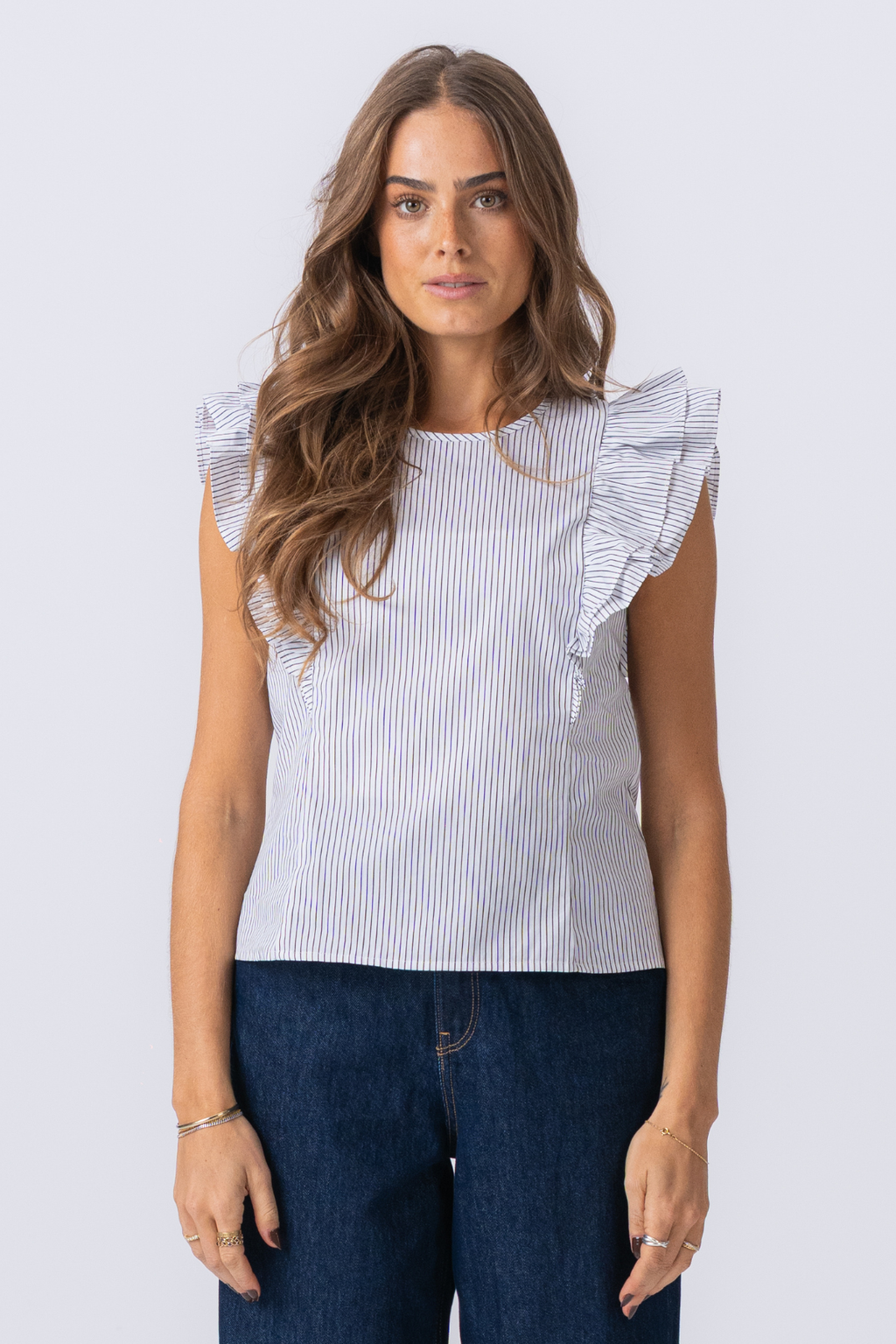 Aila Top - Sneeuwwit / zwart