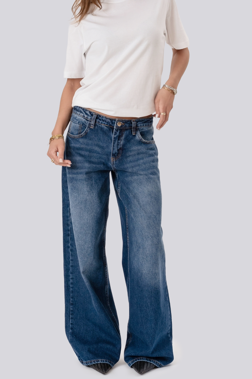 Serena Baggy Jeans - Middenblauw