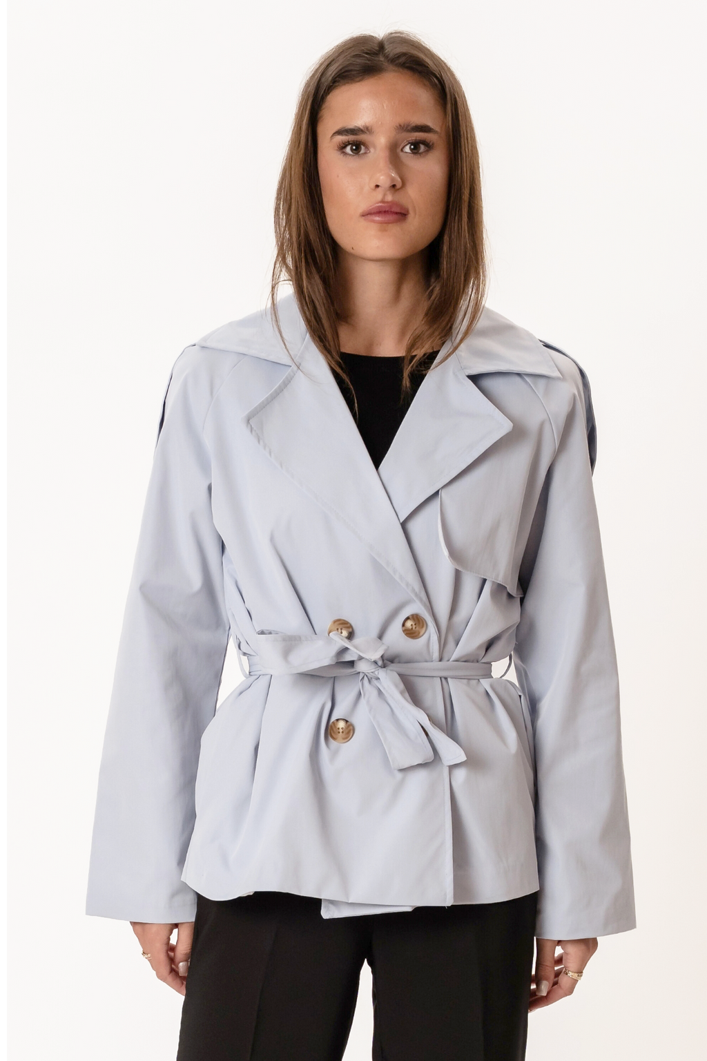 Sia korte trenchcoat - hemelsblauw