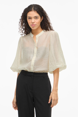 Rhinestone Button Top - Birch