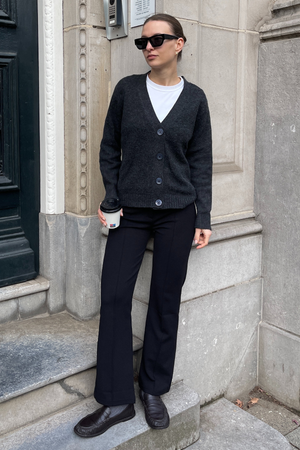 Knitted Cardigan - Dark Grey Melange