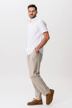 Korte mouw linnen shirt - wit