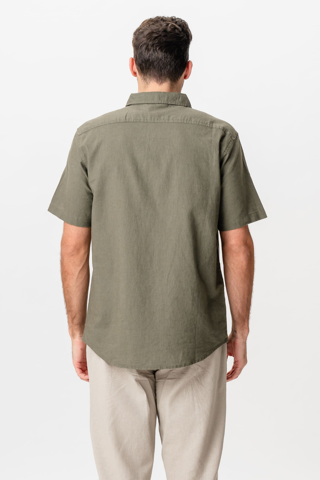 Short Sleeve Linen Shirt - Army