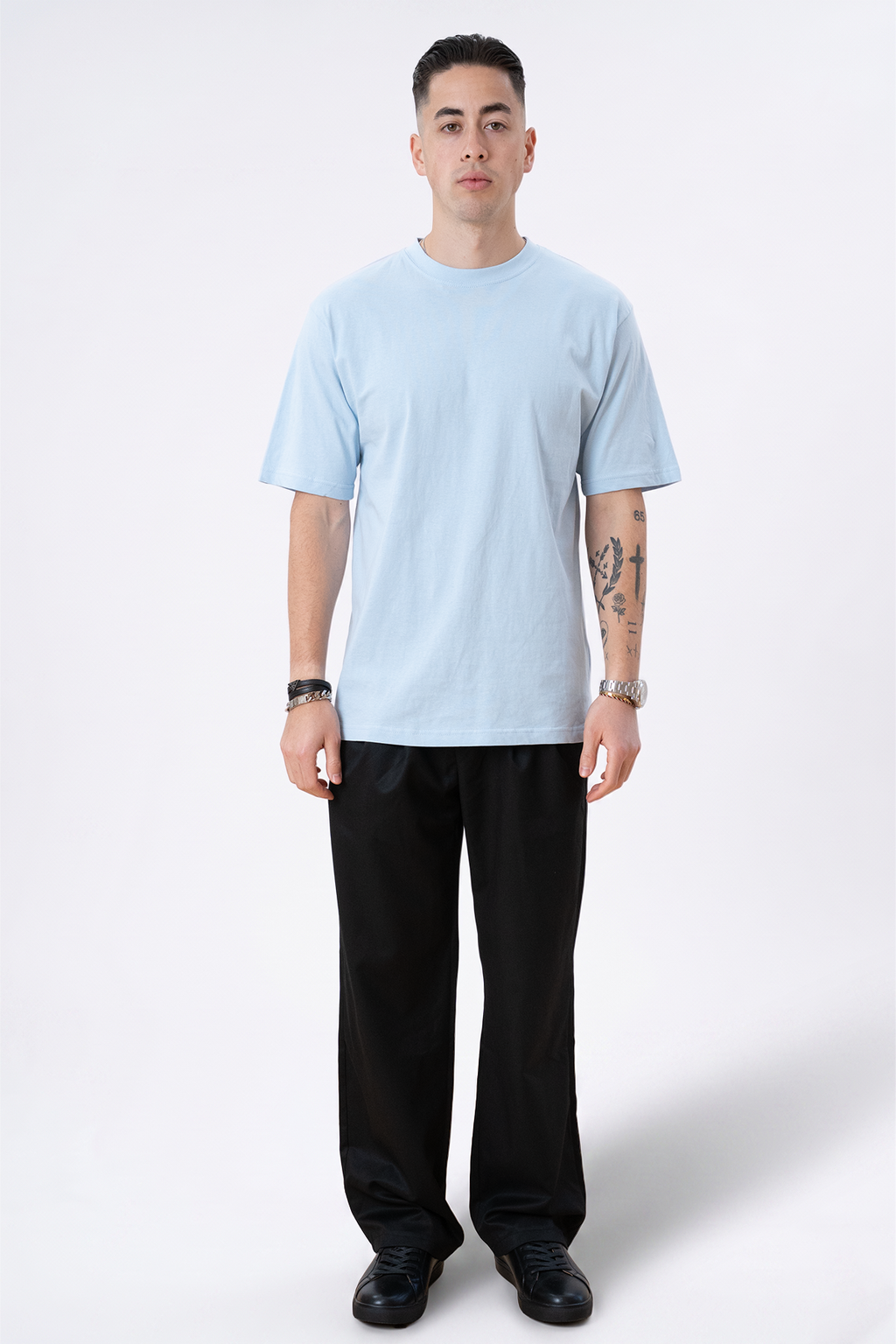 Zwaar Oversized T -shirt - Poederblauw