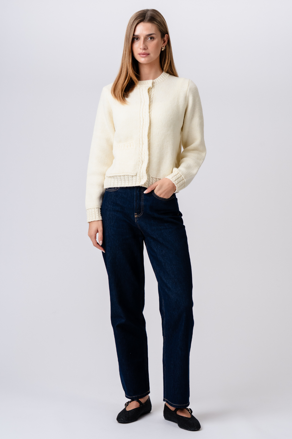 Emilie Gebreid Vest - Beige