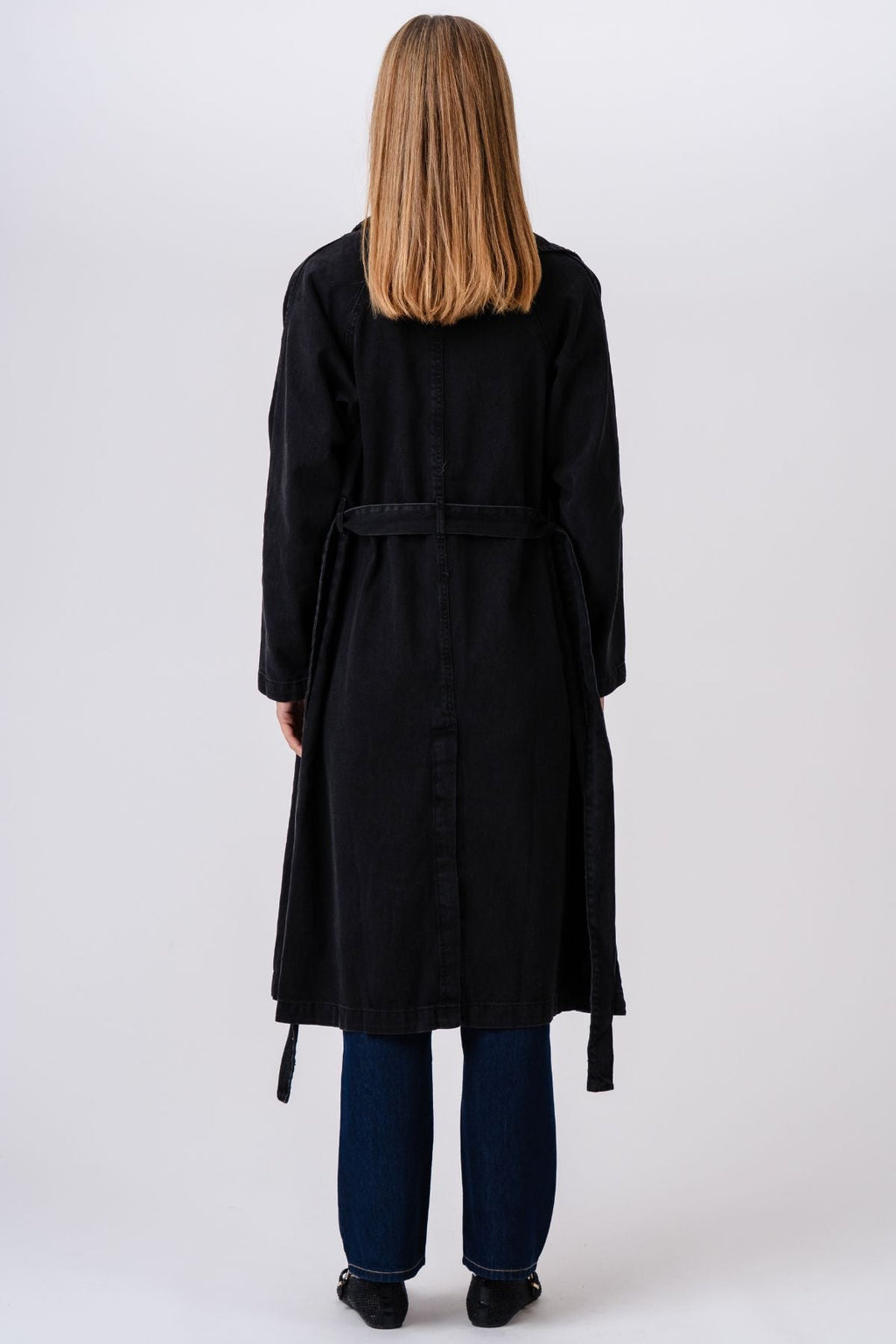 Denim trenchcoat - donkerblauw