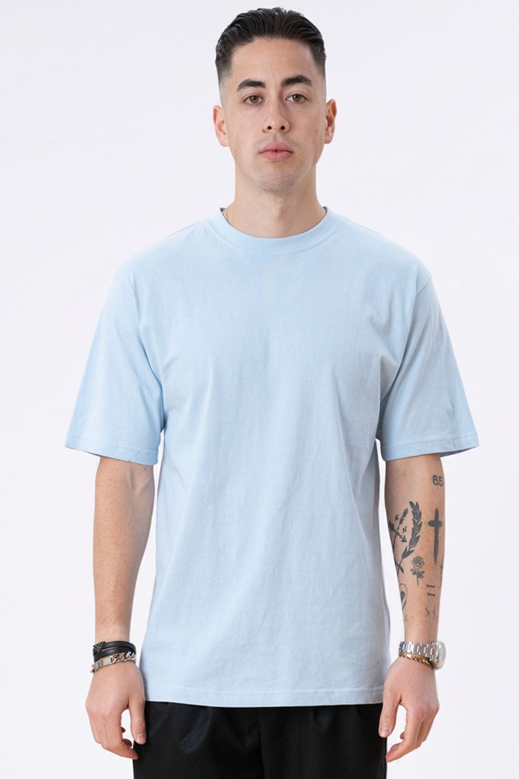 Zwaar Oversized T -shirt - Poederblauw