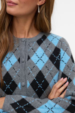 Giorgia O -Neck Cardigan - Medium Gray Melange
