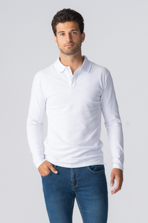 Muscle Polo shirt met lange mouwen - wit