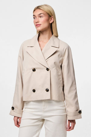 Scarlett Short Trenchcoat - Silver Gray
