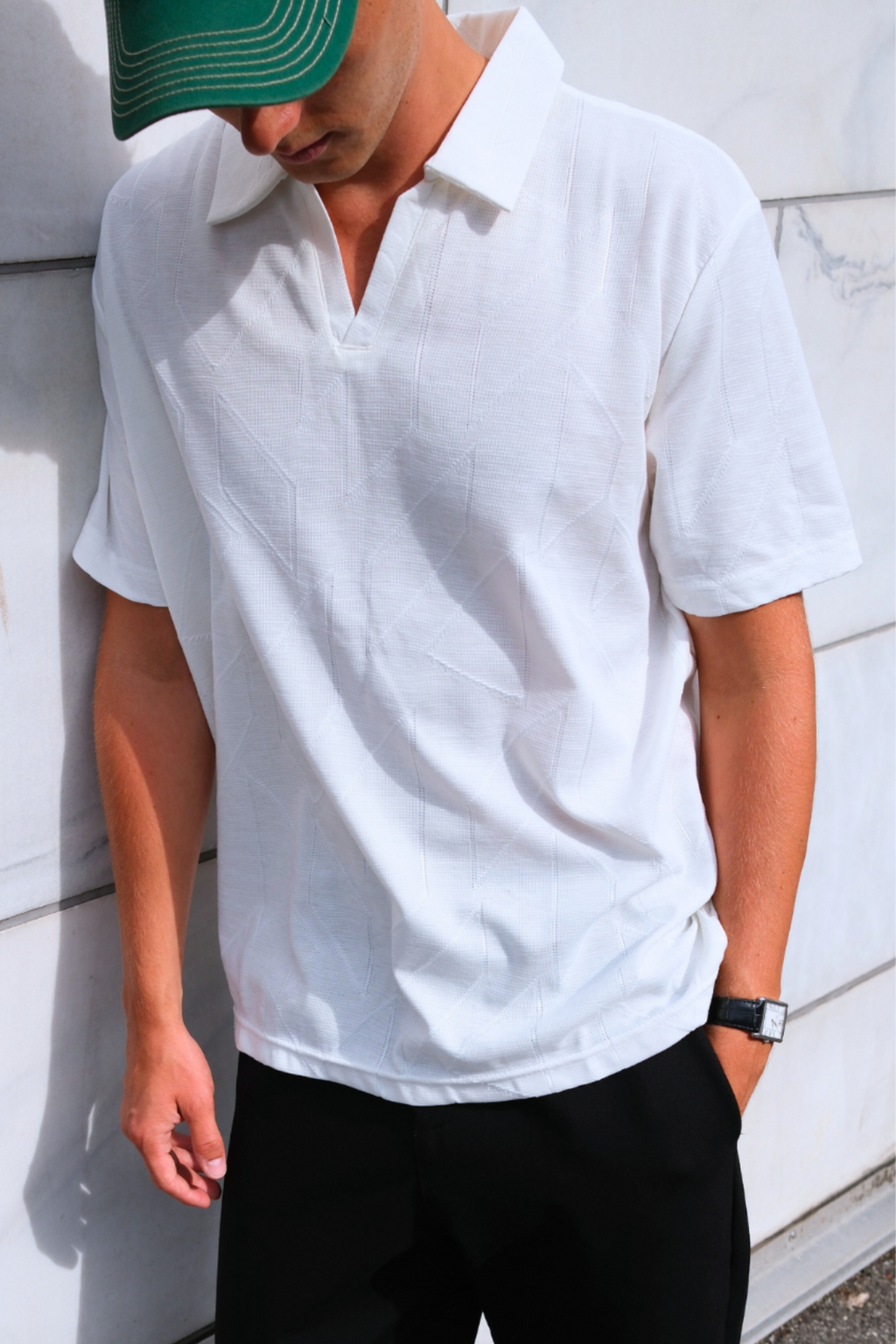 Atlas textured polo - wit