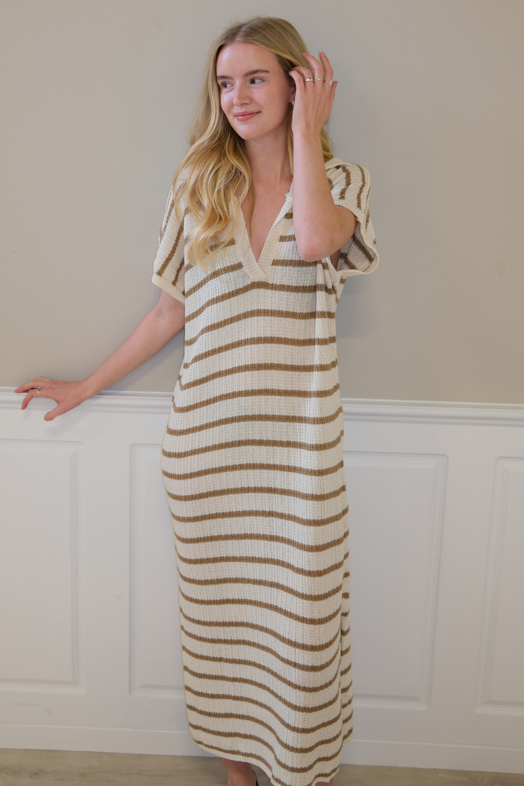 Victoria Dress - Wit/Beige