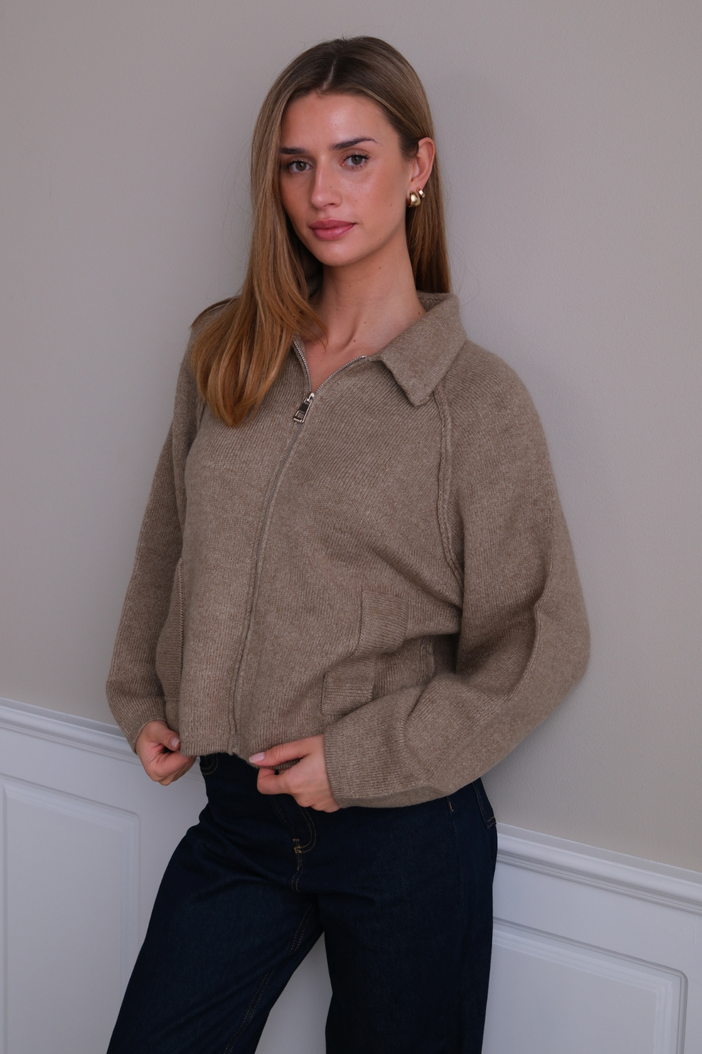 Selma Gebreide Rits - Beige