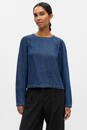 Frame top - donkerblauwe denim