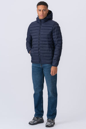 Hooded Light Puffer Jacket - Navy