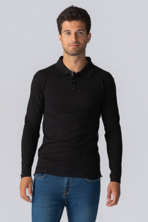 Muscle Polo shirt met lange mouwen - zwart