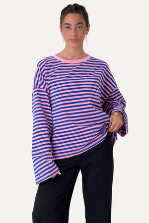 Cleo Blouse - Blauw/Roze