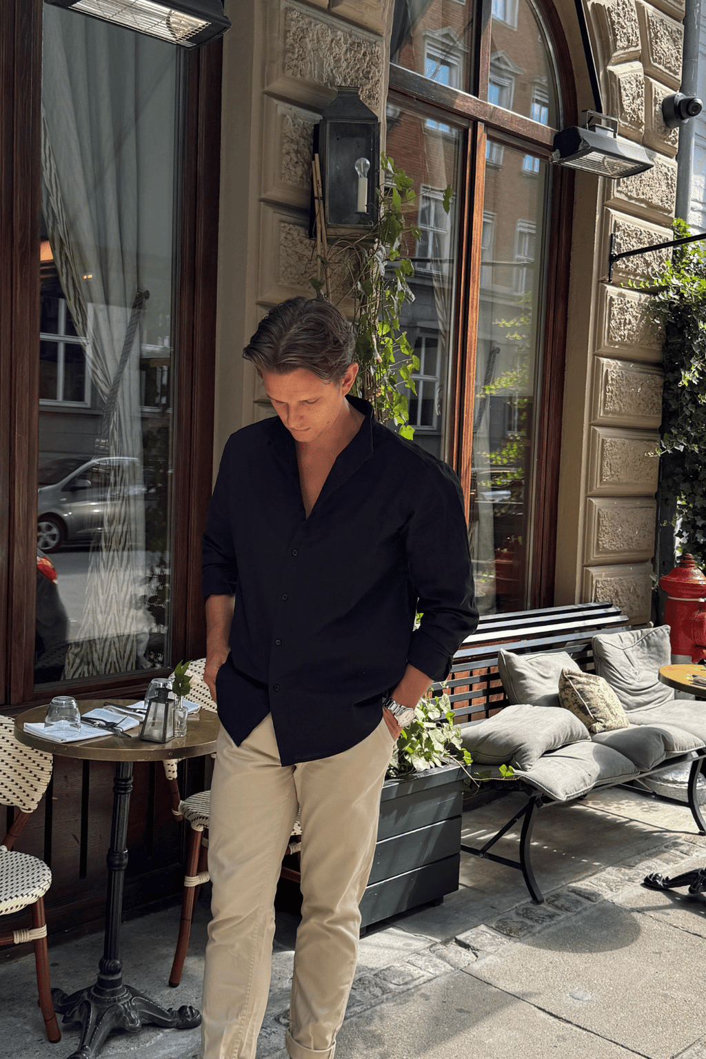 Linnen shirt - zwart