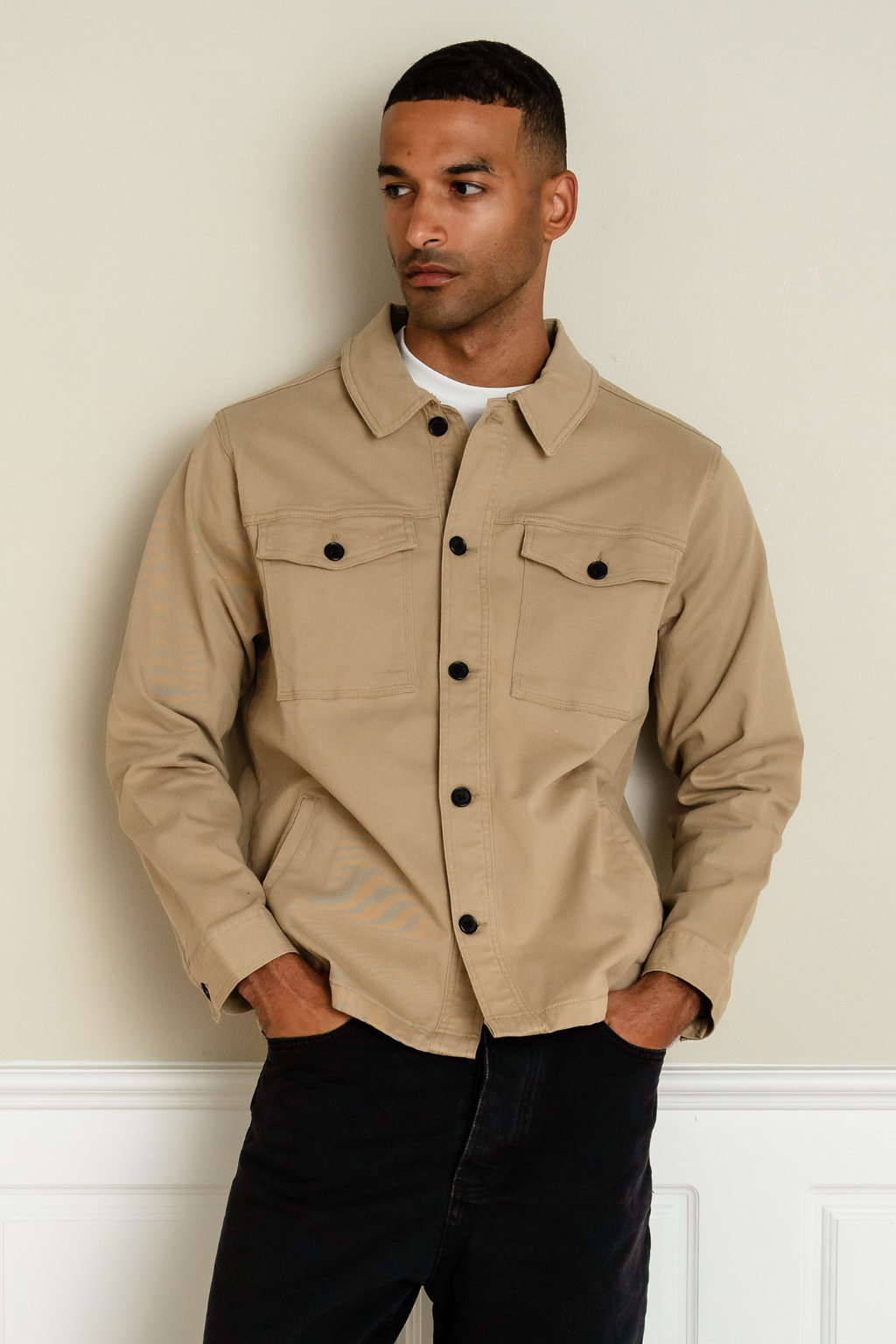 Twill Overshirt - Dark Sand