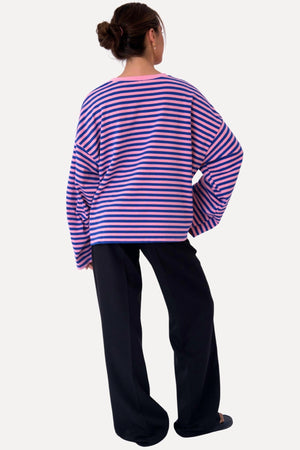 Cleo Blouse - Blauw/Roze