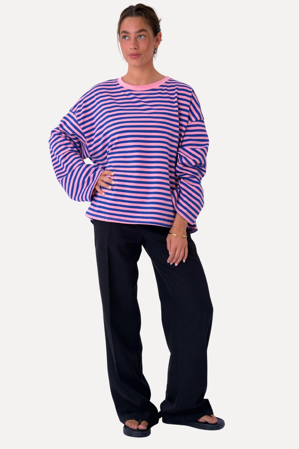 Cleo Blouse - Blauw/Roze