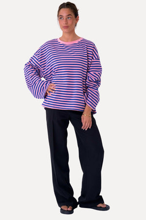 Cleo Blouse - Blauw/Roze