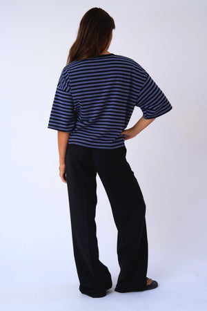 Zoe blouse - zwart/denimblauw