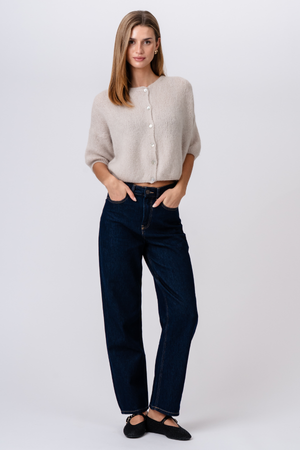 Mary gebreide trui met korte mouwen - Beige