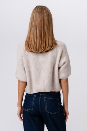 Mary gebreide trui met korte mouwen - Beige