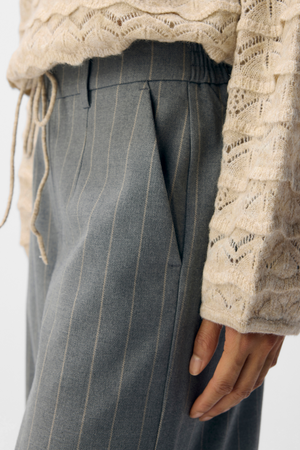 Lisa Wide Pant AOP - Medium Gray Melange