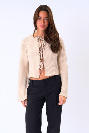 Ivy Tie Blouse Gebreid - Beige
