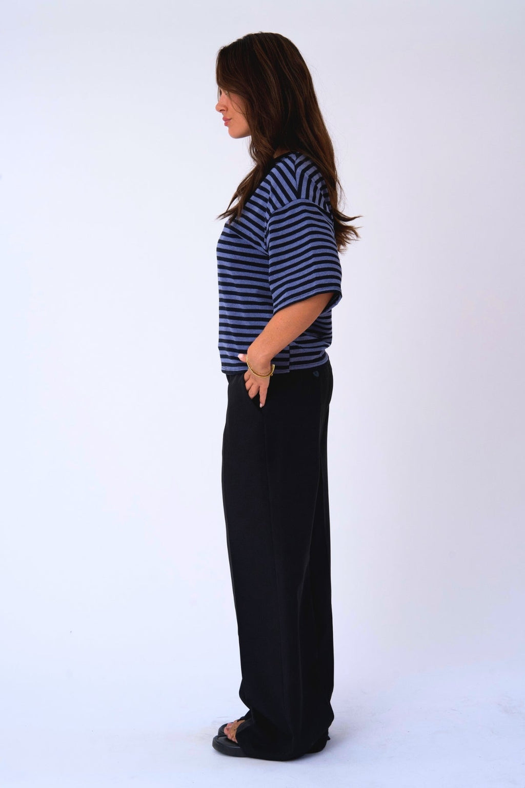 Zoe blouse - zwart/denimblauw
