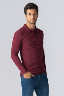 Muscle Polo shirt met lange mouwen - Bourgondië