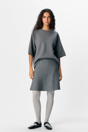 Reynard HW Korte gebreide rok - Medium Gray Melange