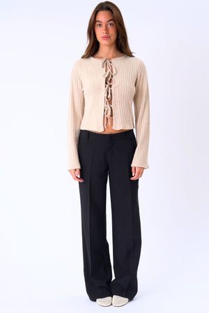 Ivy Tie Blouse Gebreid - Beige